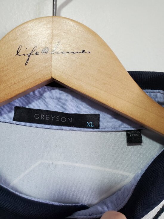 GREYSON Performance Golf Polo Shirt Stretch Snap Button Striped Geometric Men XL - Picture 10 of 12